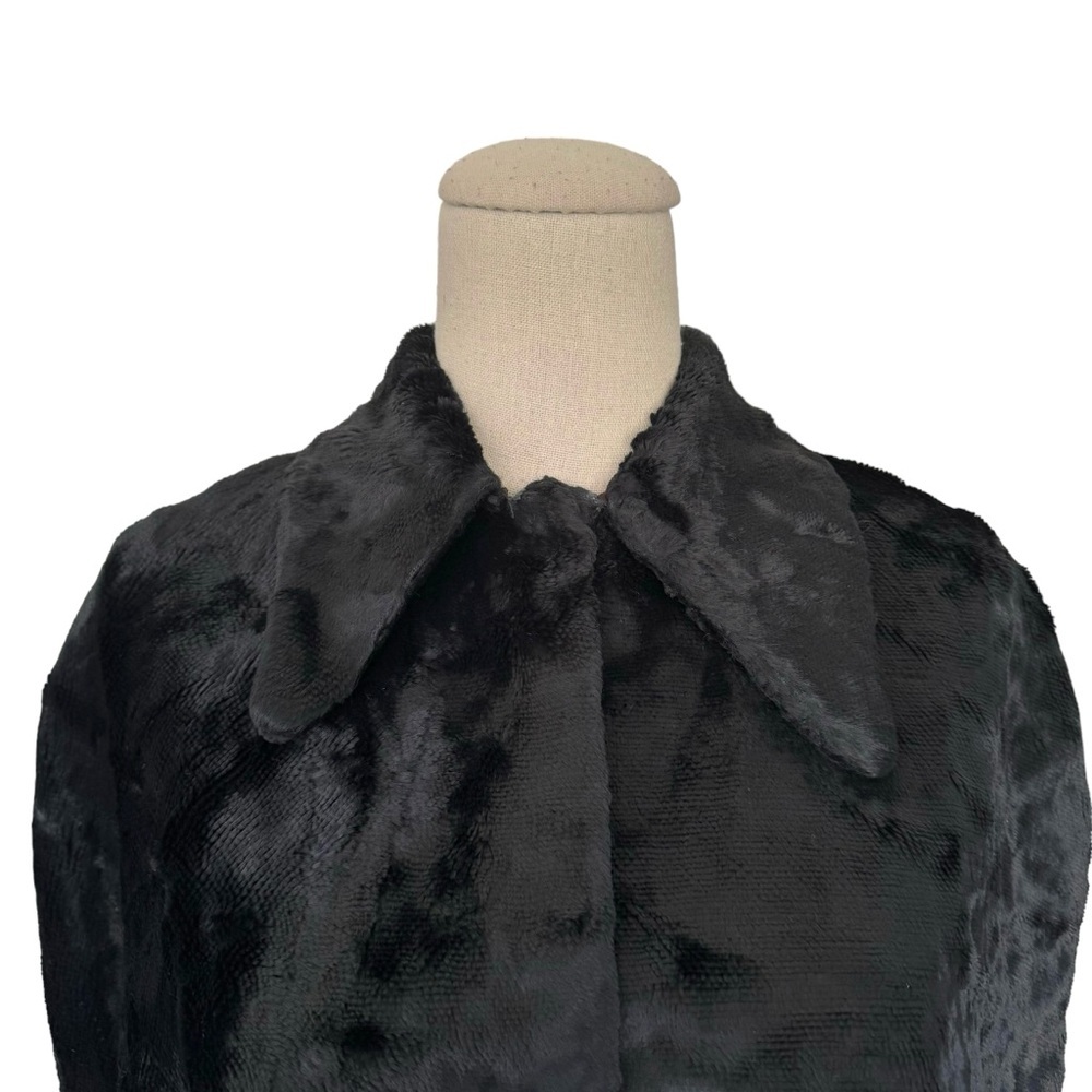 Vintage Black Faux Fur Cape Capelet Wrap Goth Old Hollywood Glam Goth - Picture 2 of 11